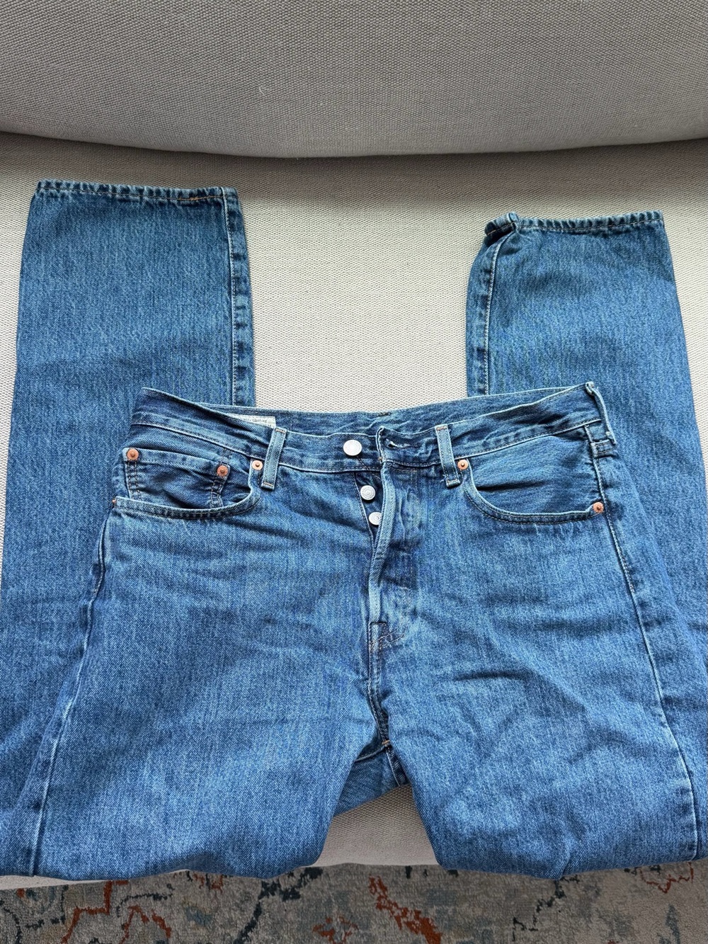 Levi's Men's Straight Blue Denim Jeans - Button Fly